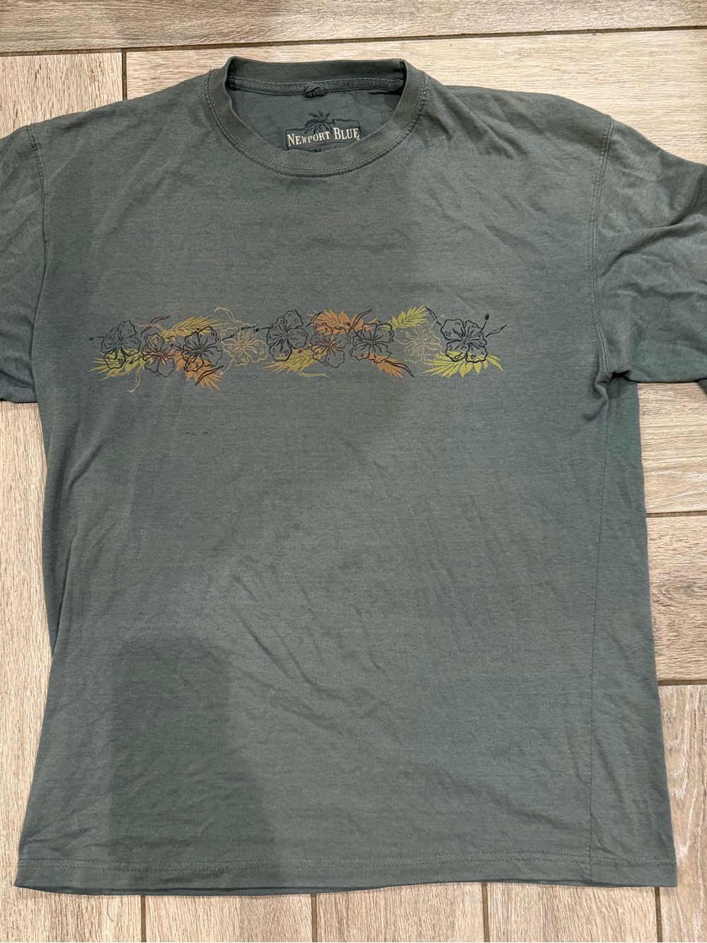 Vintage 90s Newport Blue Floral Graphic T-Shirt